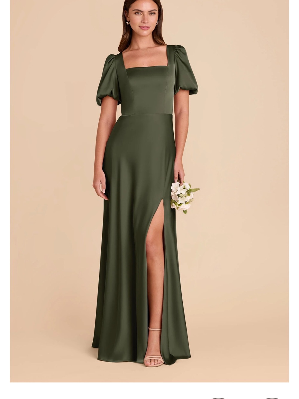 Birdy Grey Judy Dress in Olive matte satin. New with tags, never worn